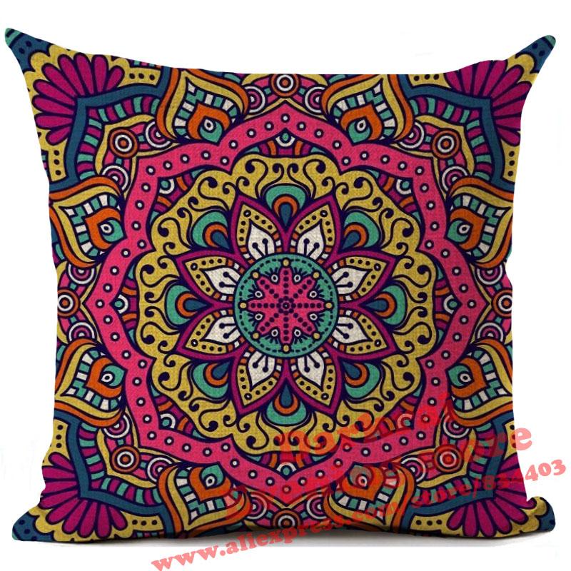 Fashion Colorful Mandala Cushion Cover Kaleidoscope Art Style Throw Pillows Home Decoration Living Room Sofa Pillowcase Xcm