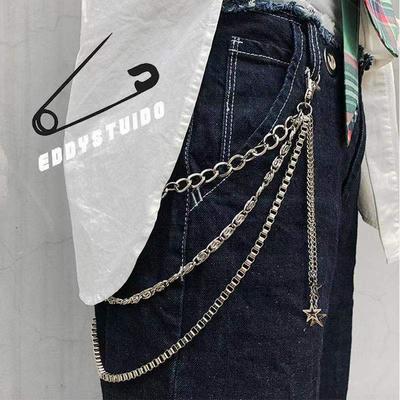 Chaîne de taille tendance pour hommes et femmes, punk non-mainstream, décoration étoile en métal, accessoires jeans, chaîne multicouche pour décoration de pantalon