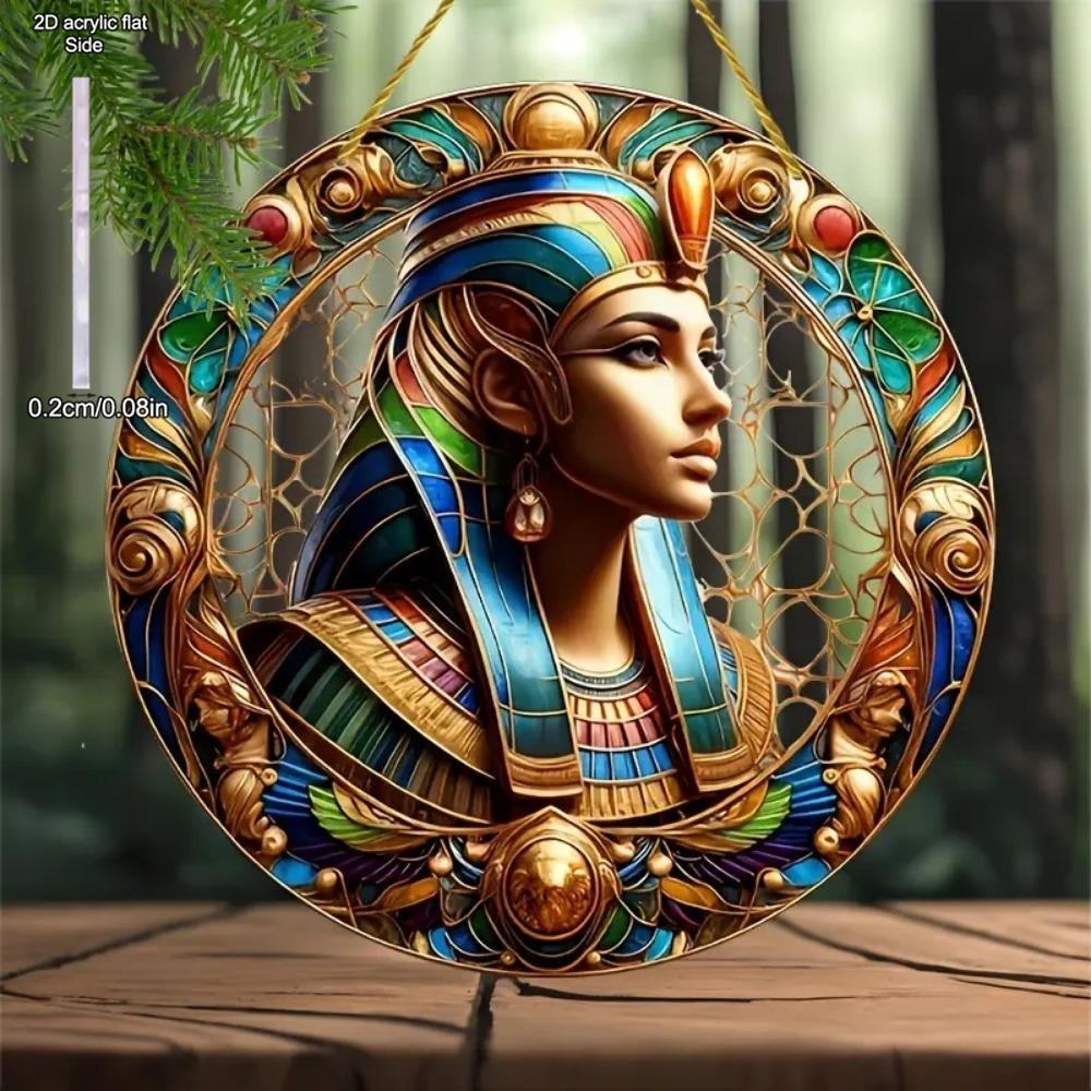 Egyptian Goddess and Pharaoh Acrylic Sun Catcher, Ancient Egyptian Mythological Theme, novelty home decor, Perfect Durable for Bedroom