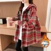 Damen Retro karierte Kapuzen-Hemdjacke, Winter 2025, Mit Samt gefüttert, Dick, Mittellang, Gemütlicher Stil, Zeitlos
