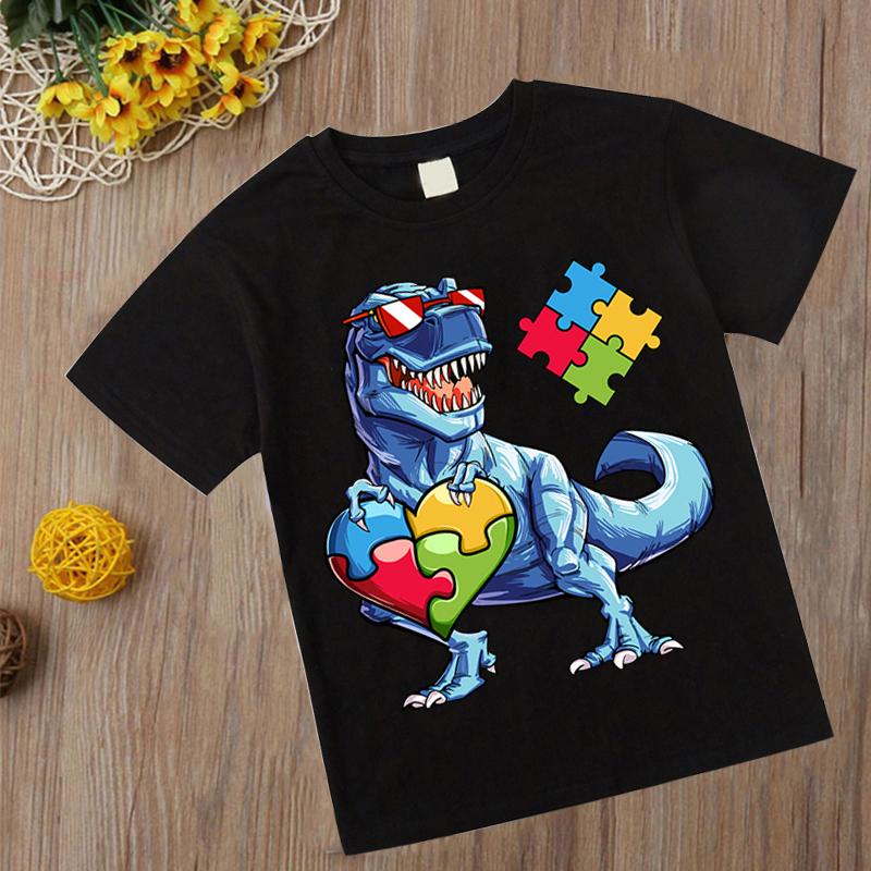 Boys T Shirt Short Sleeves Cotton Tops Girls Baby Children Clothing Summer Tshirt Dinosaur Tee Toddler Clothes 2-14 Years