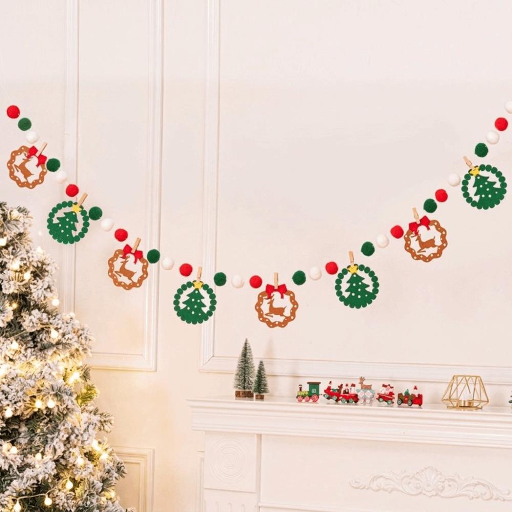 Warm Light Wall Hanging Banner Cartoon DIY Pull Flag Durable LED Light String  Holiday Decor