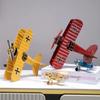 Vintage Airplane Model Ornament Metal Construction Iron Aircraft Model  Cafe Ornament