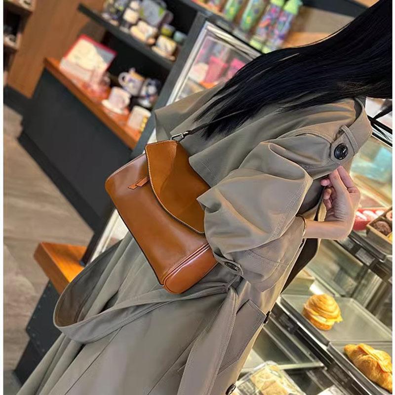 Women's Genuine Leather Bag, Casual Underarm Bag, Cowhide Retro Messenger Versatile Single Shoulder Women's Bag, High Sense