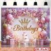 2D Elegant Purple Pink Floral Birthday Photography Background Banner