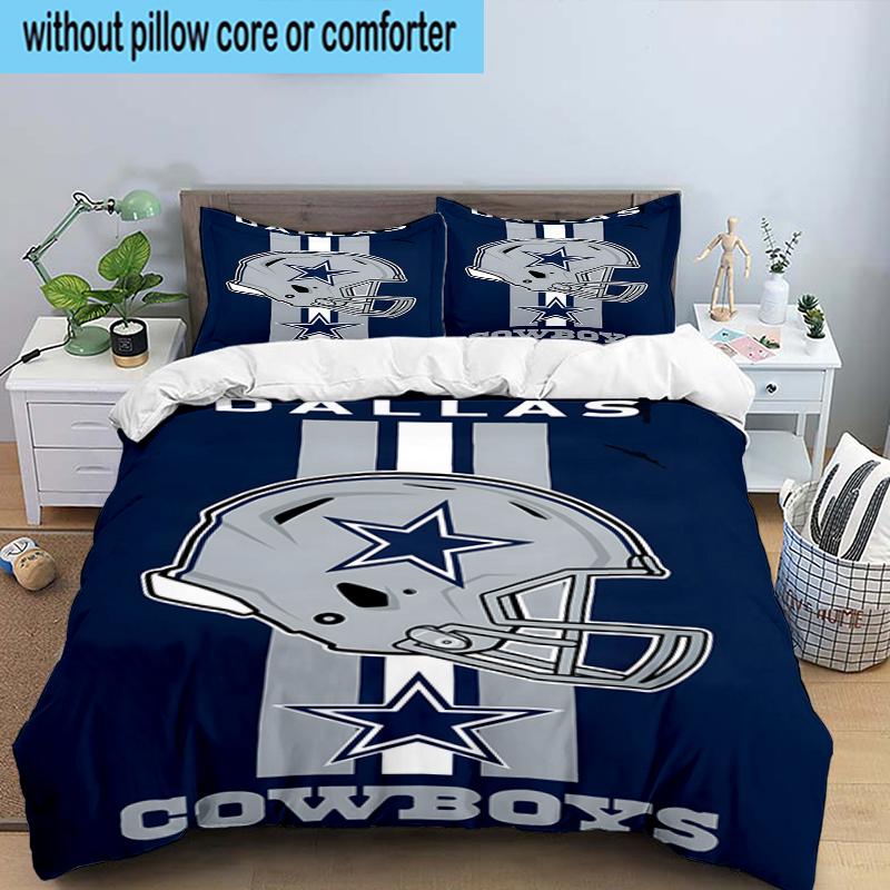 Set Biancheria da Letto 3 Pezzi Logo Squadra Cowboys Stampa 2D (Include 1 Copripiumino + 2 Federe Senza Imbottitura), Decorazione camera da letto, Regalo ventilatore