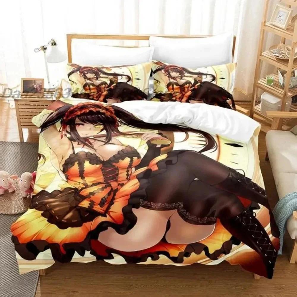 Anime Date A Live Kurumi Tokisaki Housse de couette confortable Taie d'oreiller Ensemble de literie Décoration de chambre d'enfant Textile de maison