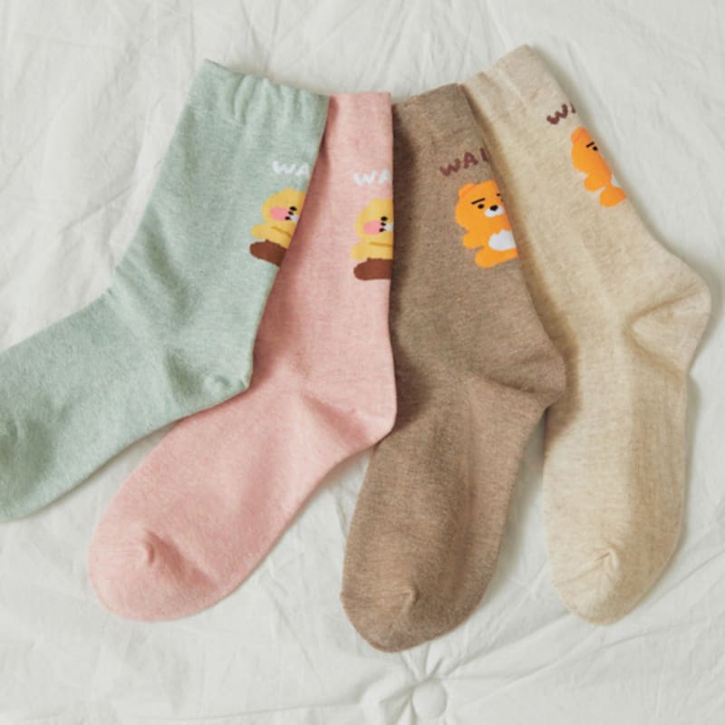 KAKAO FRIENDS Daily Socks Melange Pink_Chunshik