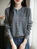 2025 Silk Wool Color Block Buttoned Cardigan with Pockets for Women