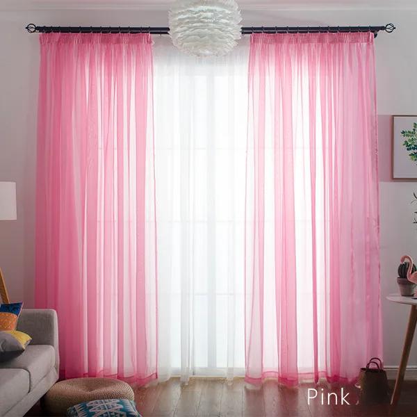 Simple Style Romantic Home Decoration Perspective Curtains Living Room Window Curtains Tulle Sheer Curtains Window Screening 1pc