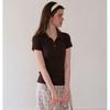 Short Sleeve Polo Neck Knitted Sweater Women's Summer French Design Sense Slim Skinny Lapel Top