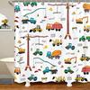 Kid Excavator Shower Curtain Tractor Mechanic Truck Construction Vehicle Boys' Bulldozer Crane Hanging Curtains Bathroom Decor