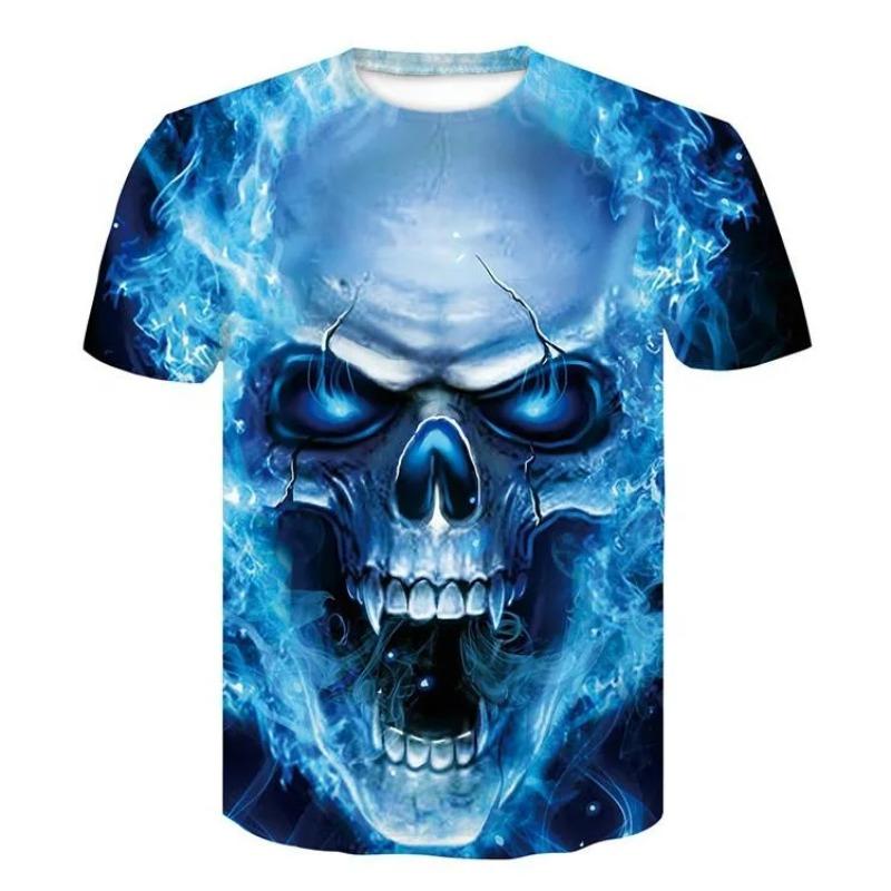 T-shirt 3D Εκτύπωση με Σχέδιο Κρανίο Καλοκαιρινό Ανδρικό Hip Hop Street Style T-shirt Top Oversized Άνετο Casual T-shirt με Στρογγυλή Λαιμόκοψη