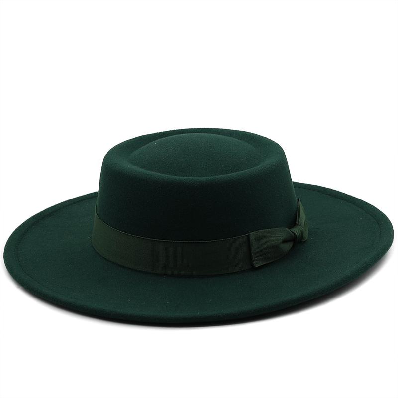 Nauja 8,5 cm plataus krašto Fedora Hat Jazz Hat Moteriška Klasikinė Veltinio Skrybėlė Panama Solid British Fascinator Moteriška veltinio kepurė