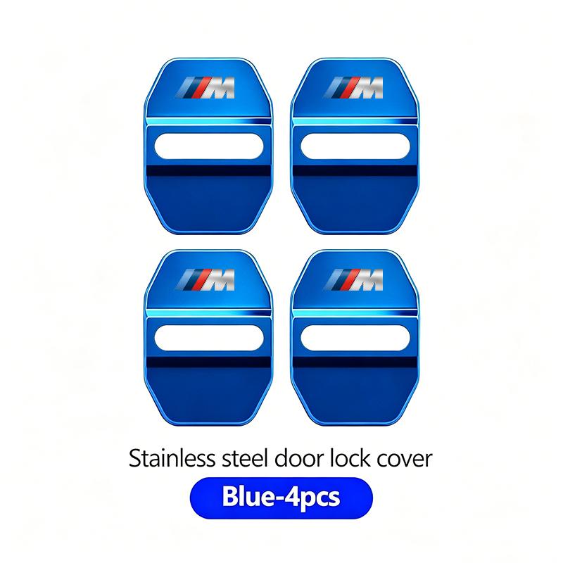 4Pcs Car Door v9 Lock Latch Protector Stainless Steel Anti-rust Shock Absorbing Cover For BMW E90 G80 M3 G30 M5 F82 F83 F20 F21 G42