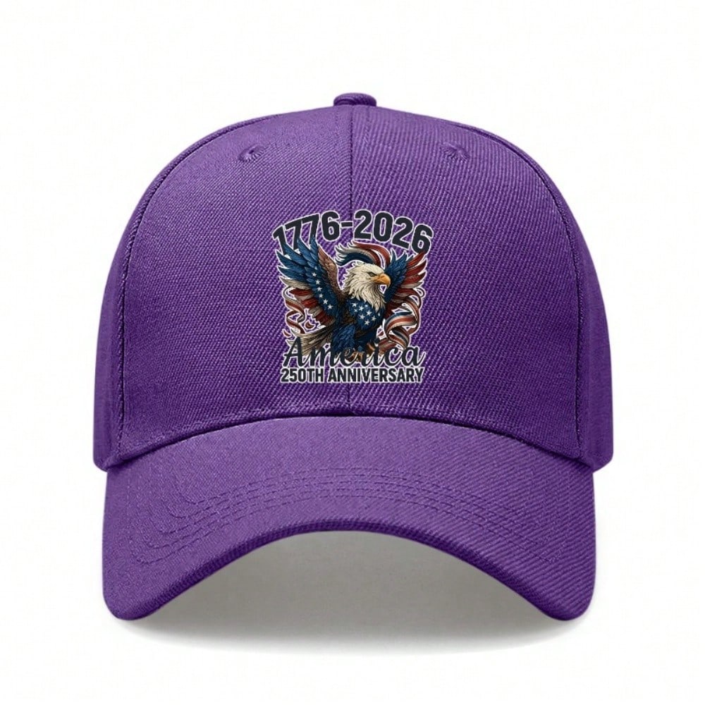 Patriotic Baseball Cap - 2026 AMERICA 250Th Anniversary Print Polyester Adjustable Unisex Vintage Style Outdoor Sports Holiday Hat