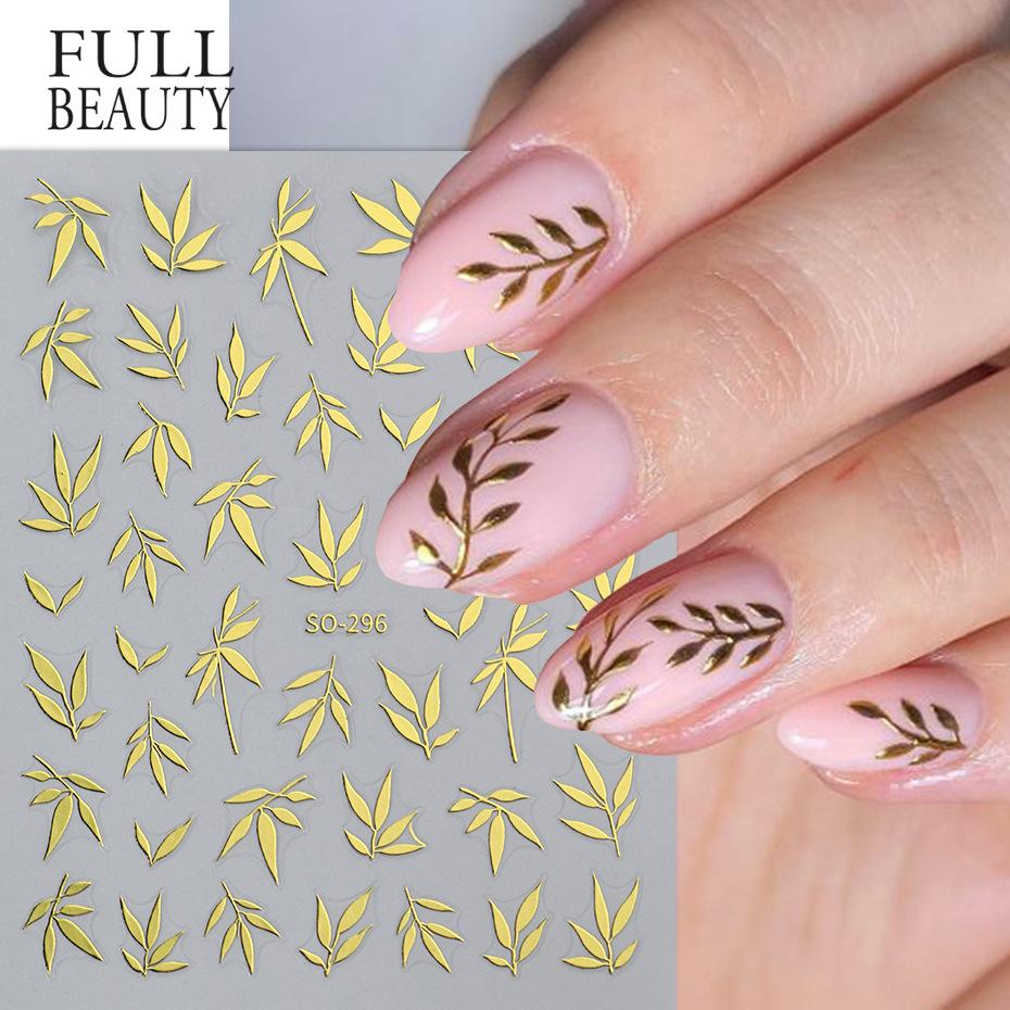 Nail Art Stickers Ins Chinese Style Cool Style Multi-color Bamboo Leaf Adhesive Nail Stickers