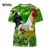 New Hot-selling 3D Printed Men's Short-sleeve Personalized Top, Fashionable Casual T-shirt with Colorful Rooster Print, Comfortable To Wear