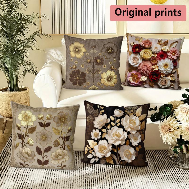 Vintage Floral Print Throw Pillow Covers Pattern Cushion Cover Suitable For Sofa Bedroom Car Pillow Cover