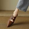 Fashion 2025 Summer Women Shoes Genuine Leather Shoes for Women Covered Toe Chunky Heel Mules Slingback Women Sandals Handmade Slippers