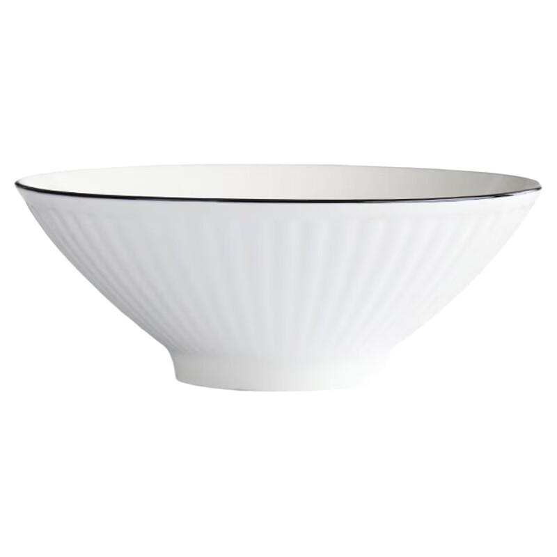 ZISIZ 8-inch Ceramic Black Line Noodle Soup Bowl