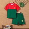 Directional Opening Hot Sales Style Boys' Horizontal Striped Graffiti Digital Printed Short-Sleeved Shorts Suit Casual Sports Style