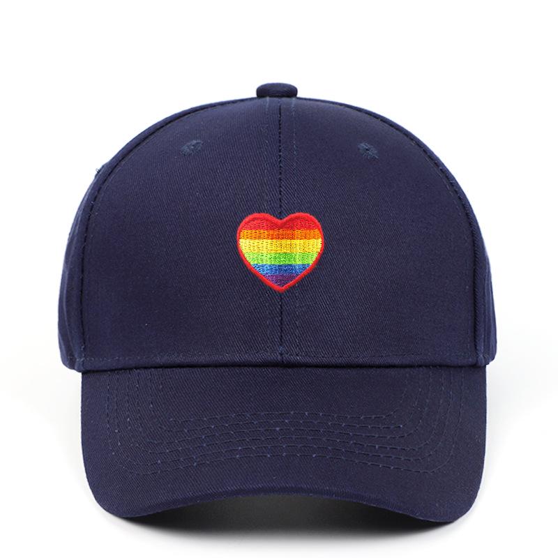 Rainbow Heart Embroidered Baseball Cap - Breathable Sun Protection Dad Hat for Outdoor Sports
