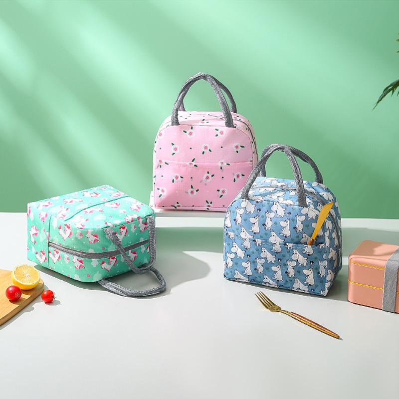 Portable Cartoon Style Tote Thermal Lunch Box Bag Aluminum Foil Office Student Bento Storage Insulation Bags Cooler Lunch Bag For Children