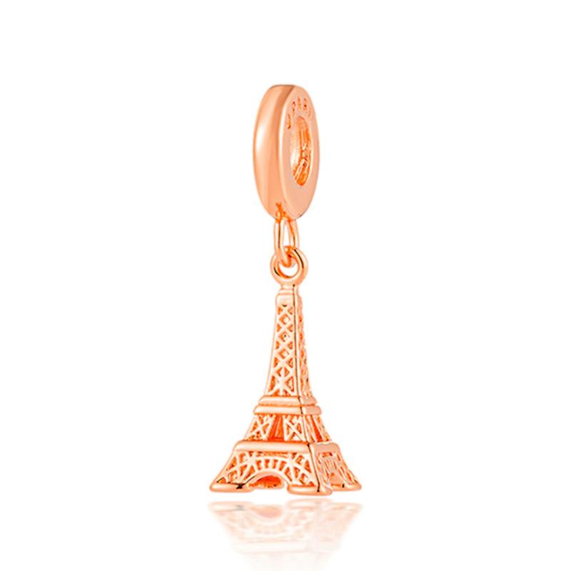 Rosegoud verguld Prachtig Kralen Sprankelende Roze Heteluchtballon Dangle Bedel voor Vrouwen passend op Europese Originele Armband DIY Sieraden