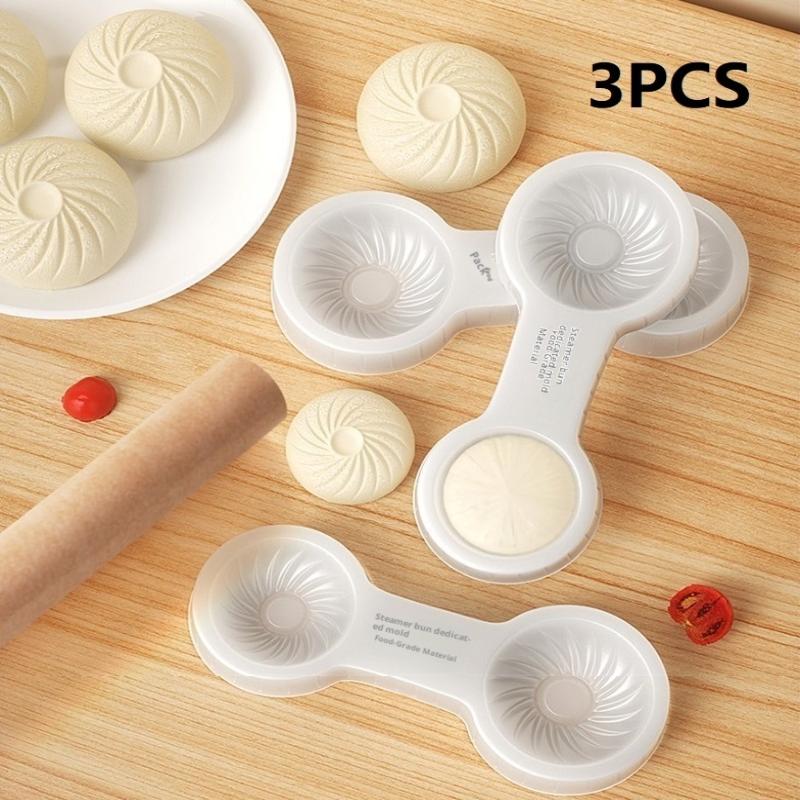 Handmade Baozi Mold Kitchen Tool for Baking Chinese Steamed Buns Bread Dough Pastry Cooking Utensils - 1/2/3Pcs Household Items