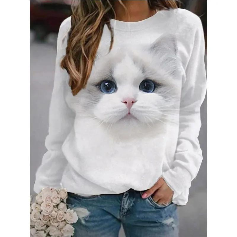 3D Printed Cute Animal Cat Sports Shirt for Women