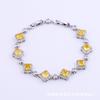 Simple Temperament Geometric Quadrilateral Zircon Bracelet Brass Gold-Plated Hand Jewelry