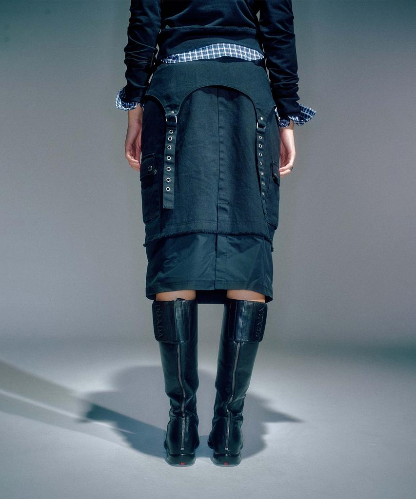 Beikeonteuakaibeu Wiffy Cargo Midi Skirt Black