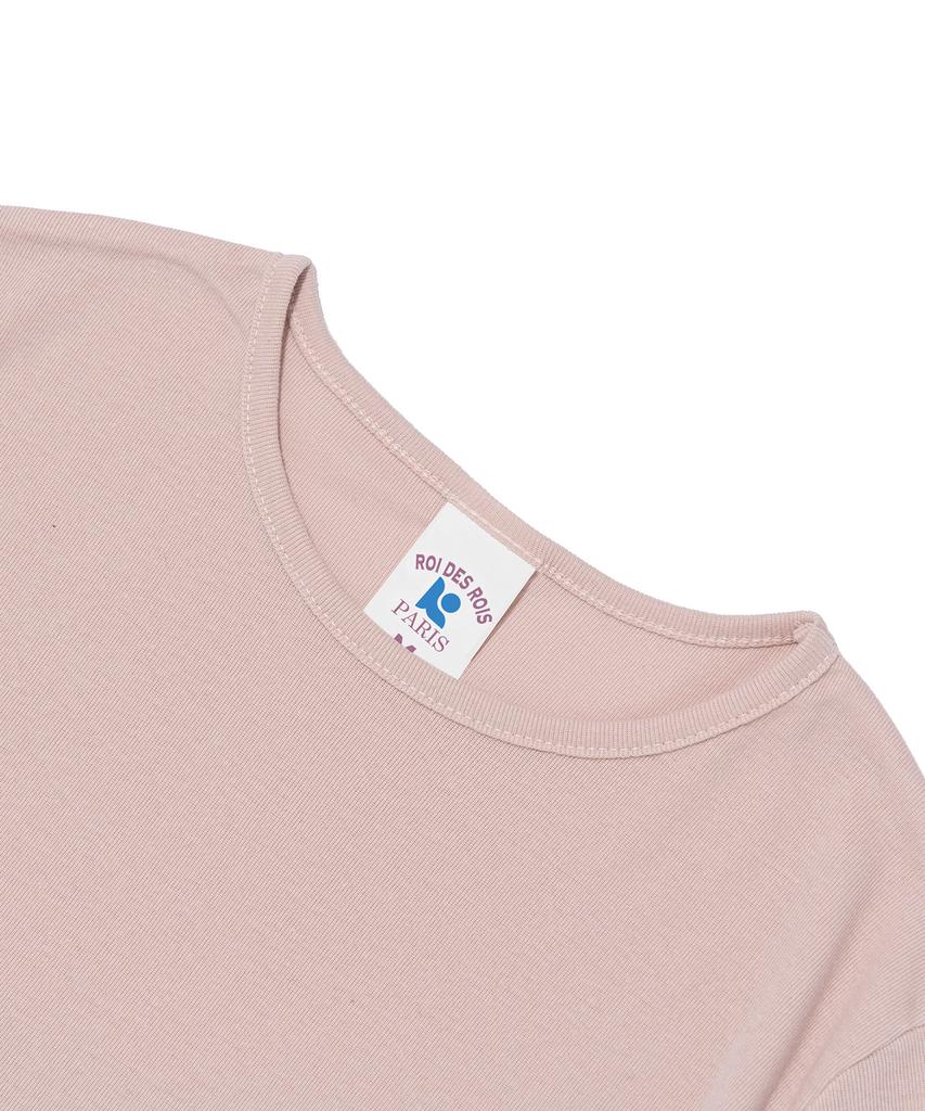 ROIDESROIS Ribbon Print Crop Short Sleeve T-Shirt (Pink)