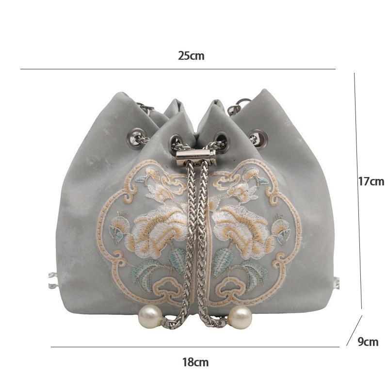 Chinese Style Niche Design Bucket Bag Women Elegant Shoulder Handbag Female Retro Oriental Satchel For Daily Use