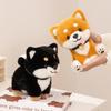 Süßes Shiba Inu Plüschtier Weicher Flauschiger Stoffhund Welpe mit Halsband für Geschenk Heimdekoration