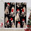 Weihnachts-Hund Fenster Weihnachtsmann 3D-Druck Vorhänge Schlafzimmer Restaurant Feiertags-Party Dekoration Vorhänge 2 Stück
