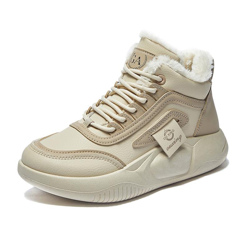 Hoge Dames 2024 Herfst en Winter Veelzijdige Pluche Isolatie Katoenen Schoenen Casual Sportschoenen