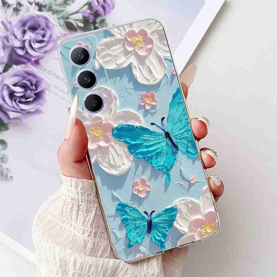 For Realme C65 4G 2024 Case Soft Silicone Colorful Butterfly Cover Case For Realme C 65 C65 Fundas RMX3910 Full Protective Case