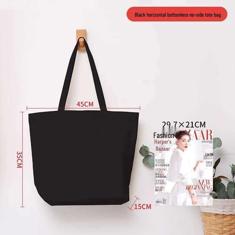 Black Canvas Tote Bag with Logo Print - Eco-friendly for Students