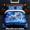 Set Biancheria da Letto 3 Pezzi Tema Leone Tigre, 1 Lenzuolo Sotto con Angoli & 2 Federe, Biancheria da Letto Personalizzata per la Casa
