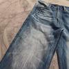 Unisex American Retro Dark Blue Lightning Burst Wide-Leg Jeans