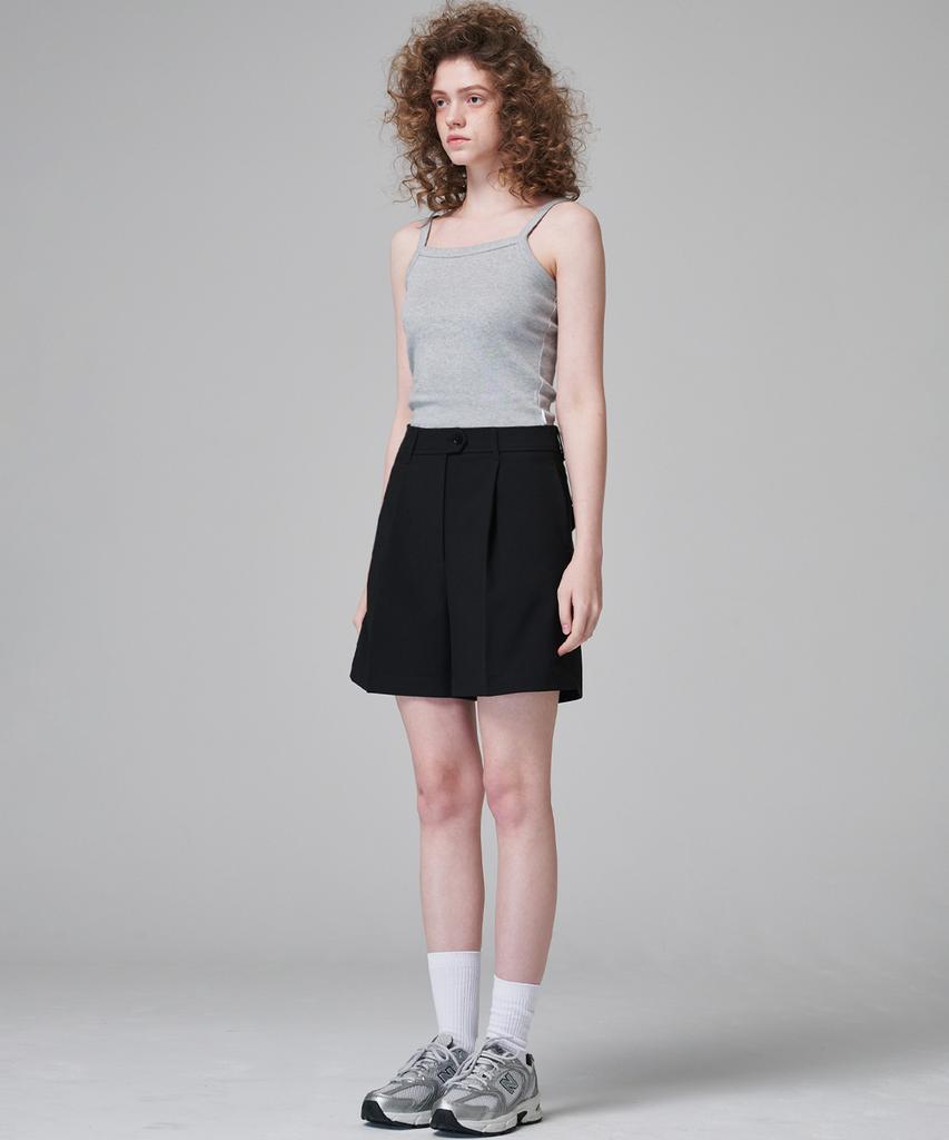 MALOUPE 2205 Summer One-Pleat Half Pants (Black)