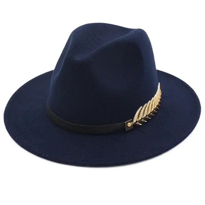 Simple Fashion Formal Occasion Couples Woolen Hats Large Brimmed Jazz Hats Autumn And Winter Fashion British Vintage Top Hats