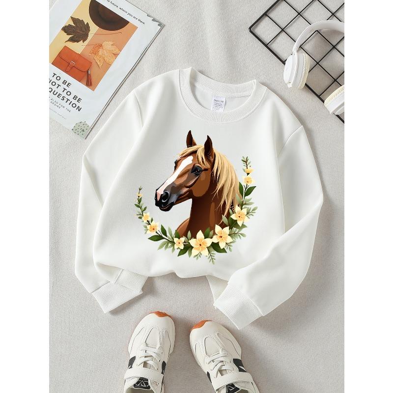 Sweatshirt Enfant, Sweatshirt à Col Rond, Pull Décontracté à Imprimés et Col Rond, Automne et Hiver, Haut Imprimé Confortable Chaud et Mode