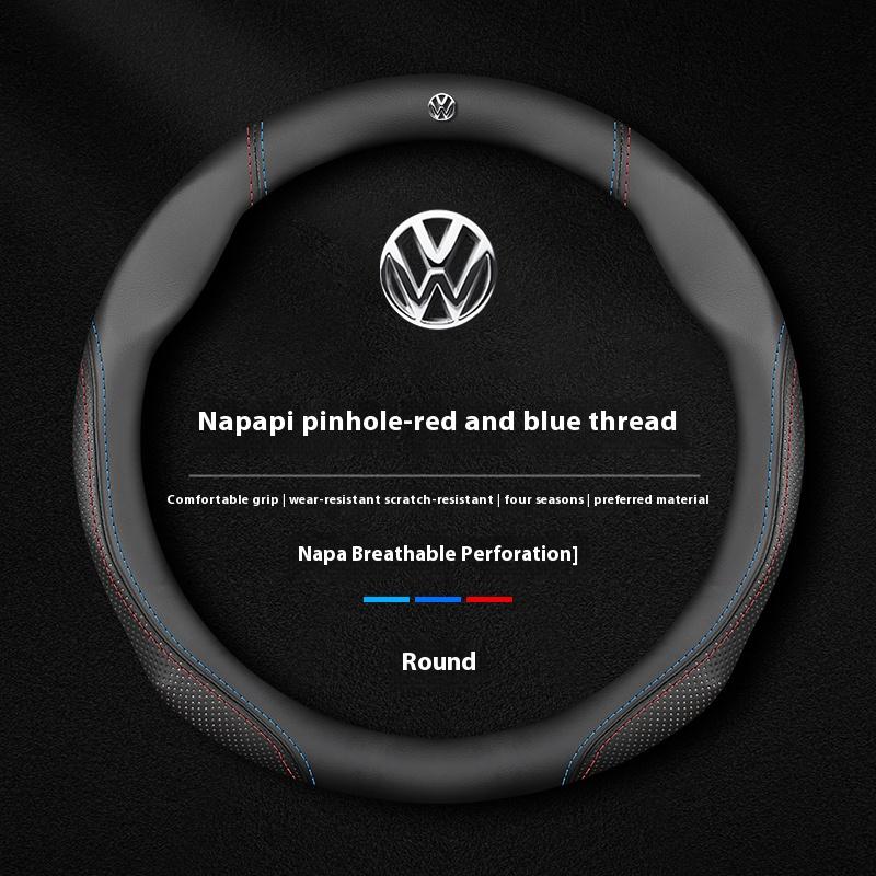 Volkswagen R Magotan Jeeta Passat Golf 5 GTI Beetle Tiguan Touareg Polo T-ROC T-Cross Car Leather Anti-Slip Steering Wheel Cover