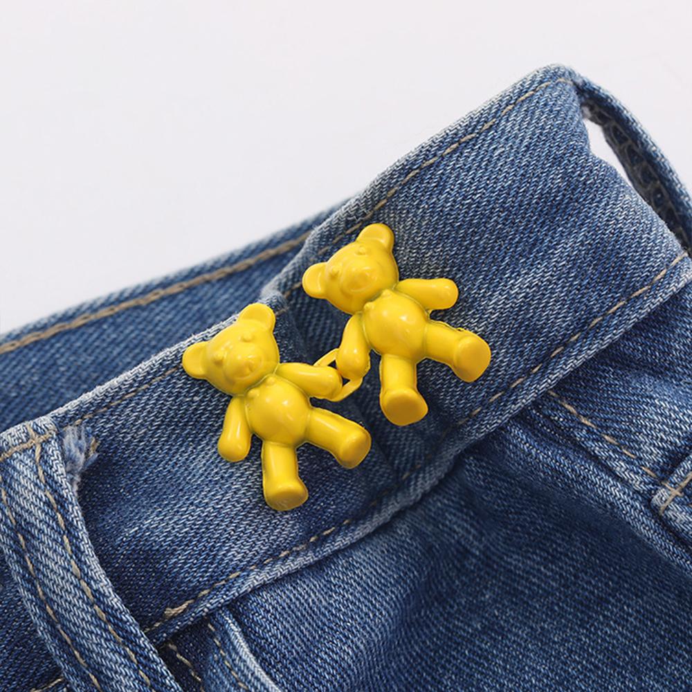 Colorful Metal Bear Tighten Waist Button for Women Pant Jeans Adjustable Detachable Waist Clip Metal Pins Clothing Accessories