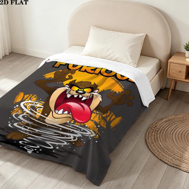 1PC Tazmanian Devil Patterned Flannel Blanket Suitable For All Seasons For Home Decor Warmth And Comfort Gifts Holiday Present