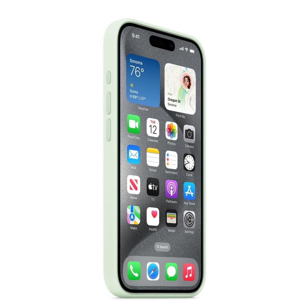 (Açık Nane) iPhone 15 Pro Max için Silikon Kılıf Magsafe'li Silikon Kılıf Telefon Koruyucu Arka Kapak 6.7 İnç - Güneş Işığı