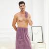 Yousheng 2 Stuks/Set Mannen Badhanddoek Verstelbare Douche Wrap En Absorberende Handdoek Draagbaar Handdoekrok met Zak voor Sportschool Strand Sauna Spa
